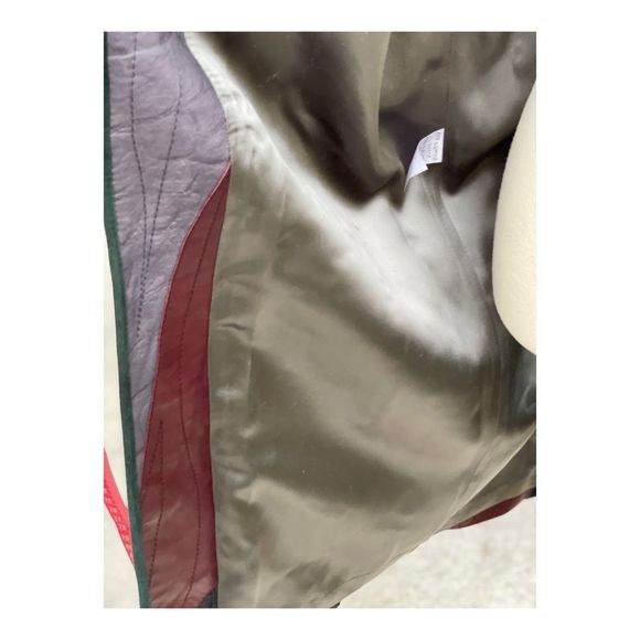 Vintage Streve Lamb Leather Coat Patchwork Open Front Oversized - Picture 8 of 11